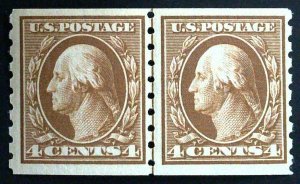 Scott #395 - VF - 4c Brown - Washington - Guide Line Pair - MNH - 1912