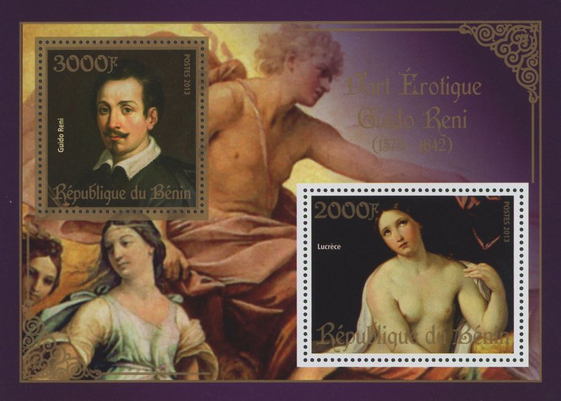 Erotic Art Paintings Guido Reni Souvenir Sheet of 2 Stamps Mint NH