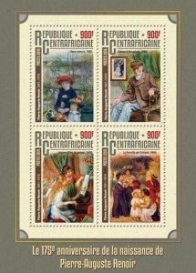C A R - 2016 - Pierre-Auguste Renoir  - Perf 4v Sheet - Mint Never Hinged