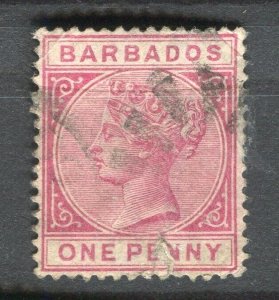 BARBADOS; 1880s early classic QV issue fine used 1d. value