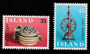 Iceland # 490-491, Europa - Wooden Bowl, Spinning Wheel, Mint NH, 1/2 Cat.