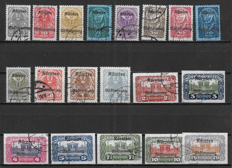 Austria B11-29 1920 Carinthia Plebiscite set Used (LL2018)