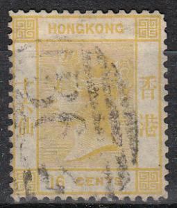 Hong Kong 16c Yellow (77) (Scott #16) Used, 