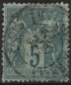 France 113 (used) 5c liberty, equality, fraternity, grn (1900)