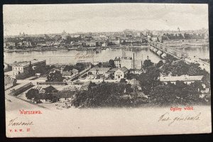 1900s Warsaw Poland Russia Occupation RPPC Postcard Cover To France City View
