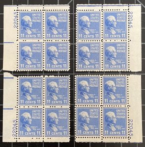 US Stamps-SC# 816 - 11 Cent - MNH - Matched Plate Blocks Of 4 - SCV $14.00