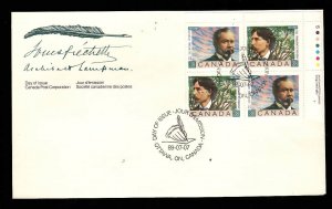 Canada-Sc#1244a-stamp on FDC-UR plate block-Canadian Poets-1989-