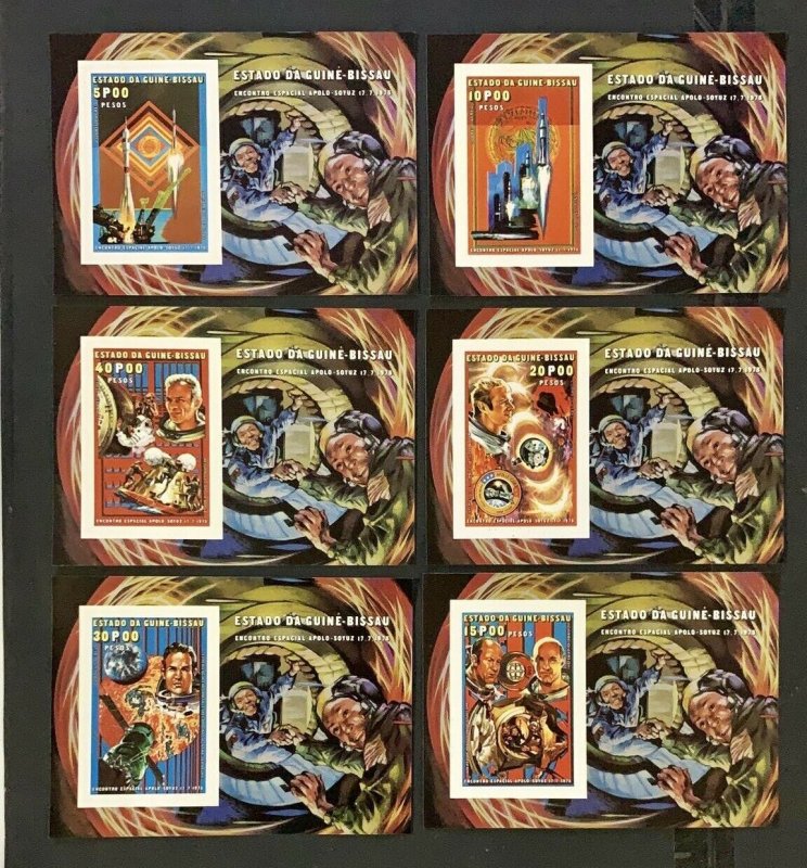 1976 Stamps Deluxe Blocks Space Apollo/Soyuz Guinea Bissau Imperfect-