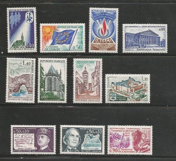 France lot MNH Stamps from 1971 CV $9.05