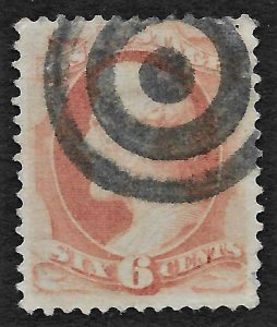 US 1870 Sc. 148 used nice target cancel, corner crease and 1 mm closed tear @ UR