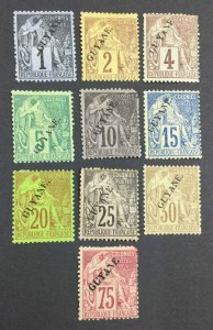 MOMEN: FRENCH GUIANA SC #18/29 1892 MINT OG H LOT #62704