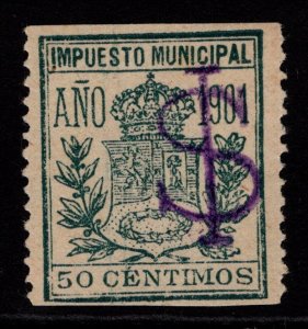 Spain Madrid 1901 50c Revenue IS Ovpt MNH / Light Vert Crease - S35750