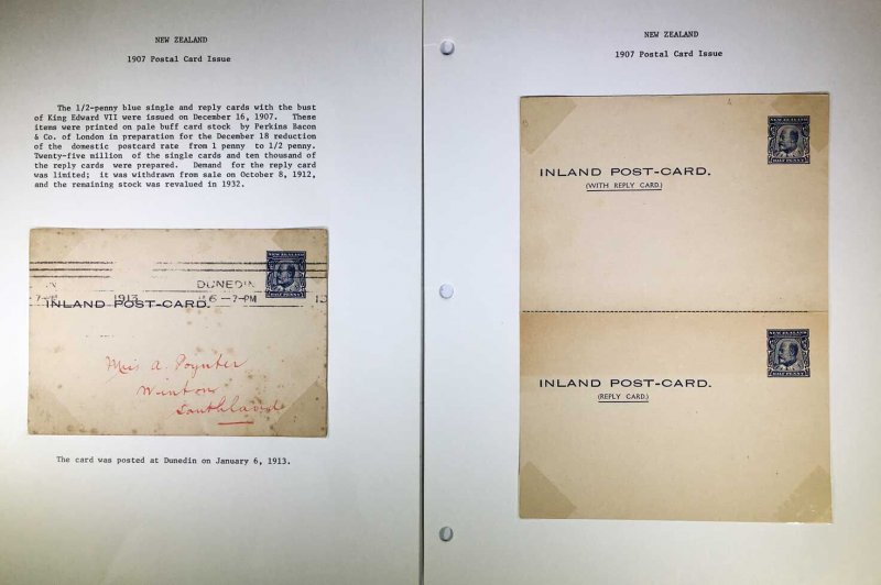 New Zealand Postal Card Collection. Exhibit Style pages 1879-1935 (14268) 