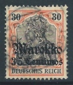 Germany Offices in Morocco #50 Used 30pf Germania Issue Ovptd. Marokko & Su...