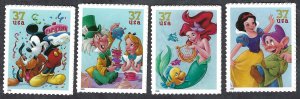 United States #3912-15 37¢ The Art of Disney - Celebrations. Four singles. MNH