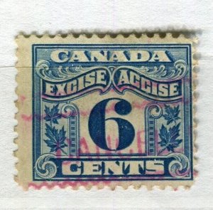 CANADA; Early 1900s GV Revenue Excise Accise Stamp fine used 6c. value