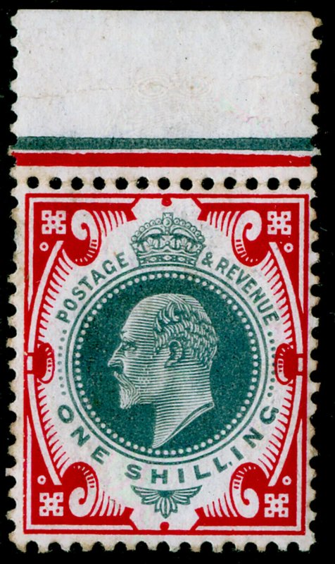 SG257a SPEC M46(-), 1s dp dull green & dp brt carmine (CHALKY), M MINT. UNLISTED 