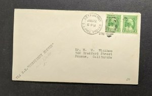 1932 SS President Hoover USTP Sea Post Cover to Pomona California