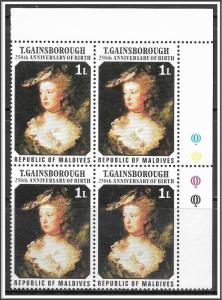 Maldive Islands #682 Gainsborough Painting Corner Block MNH