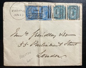 1900s Karachi Pakistan India Vintage Cover To London England Square Cancel