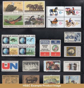 HS&C: 1970 US Commemorative Stamp Year Set MNH #1387-1392,1405-1422 F/VF