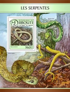 DJIBUTI - 2017 - Snakes - Perf Souv Sheet - Mint Never Hinged