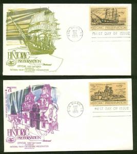 1440-1443 HISTORIC PRESERVATION SET OF FLEETWOOD CACHET FDC's