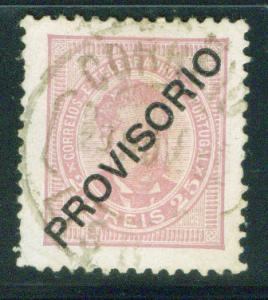 Portugal Scott 84 Used 1892 overprint stamp, nice ctr