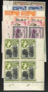 Ghana #5-13 Cat$35.40, 1957 Independence, complete set in blocks of four, nev...