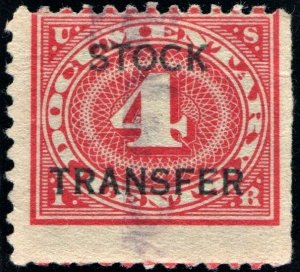 RD3 4¢ Stock Transfer Stamp (1918) Used