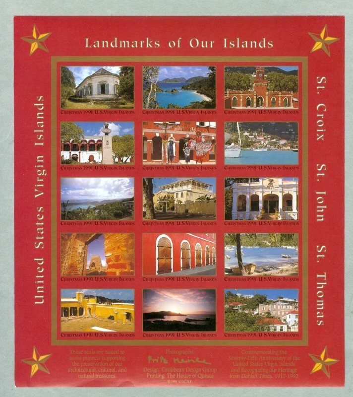 US Virgin Islands. Christmas Sheet 1991 Mnh. Landmarks,Virgin Islands.Imperfor. 