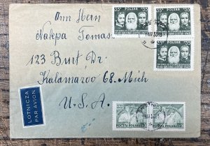 1950 International Cover, mailed from Poland to Kalamazoo, Mich