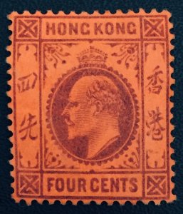 HONG KONG 1903 KEVII 4c MH Crown CA SG#64 HK2575 