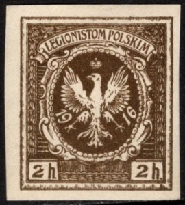 1916 Poland Legion in Austria WW 2 Heller Legionistom Polskim Imperforate MNH