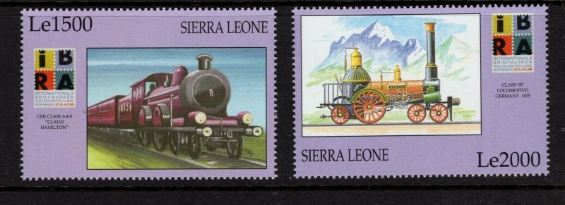 Sierra Leone  #2235-36 (1999 IBRA Exhibition Trains set) VFMNH CV $8.00