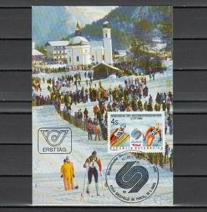 Austria, Scott cat. 1301.  Nordic Events, Skiing. Maximum Card. ^