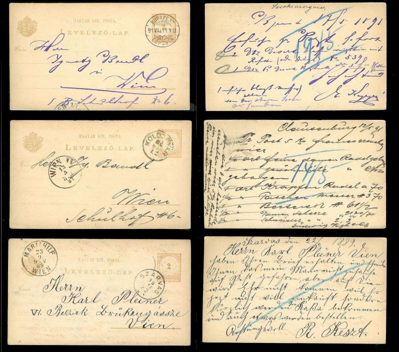 HUNGARY (60) Early Postal Cards All postally cancelled & used c1890s