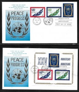 United Nations NY 209-211 25th UN WFUNA Cachet FDC First Day Cover