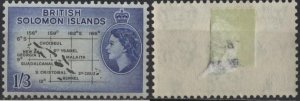 Solomon Islands 100 (mhr, adhesion) 1sh3p map, Eliz. II, blue & black (1960)