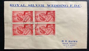 1949 Aden First Day cover Locally Used  King George VI Silver Weeding