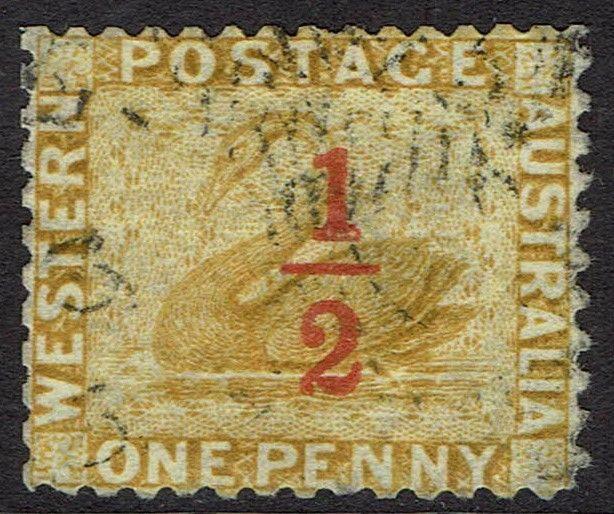 WESTERN AUSTRALIA 1884 SWAN 1/2 ON 1D PERF 12 USED 