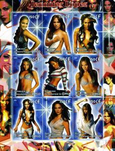 Congo 2005 JENNIFER LOPEZ American Actress Sheet (9) Perforated Mint (NH)