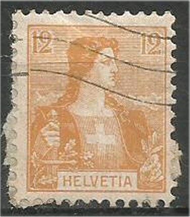 SWITZERLAND, 1907, used 12c, Helvetia Scott 130