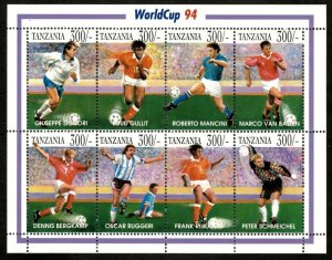 Tanzania 1994 - 1994 FIFA World Cup, Players - Sheet of 8v - Scott 1173 - MNH