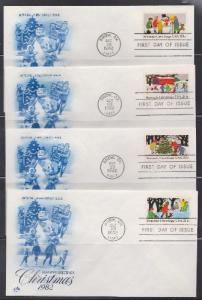 2027 - 20230 Christmas set of 4 Unaddressed ArtCraft FDCs