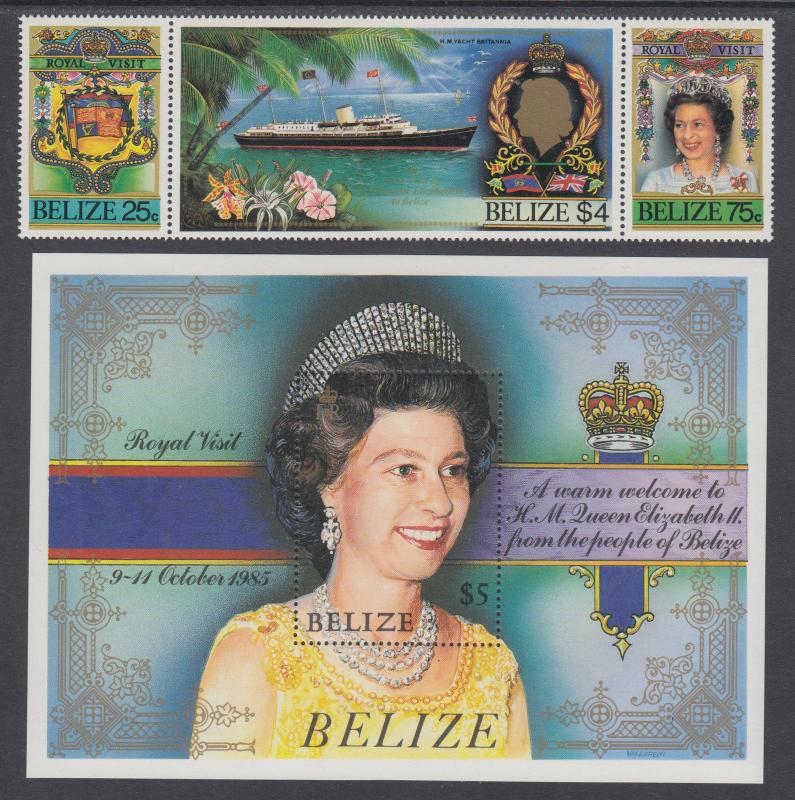 Belize Sc 782/850 MNH. 1985 Royal Visit + 1986 Birds & Fungi, 2 complete sets VF 