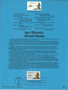 US SP830 Igor Sikorsky Souvenir Page #C119