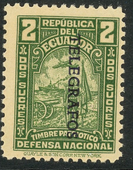 ECUADOR TELEGRAPH STAMPS 1945 2s Green Hiscocks No. 121 MINT NH