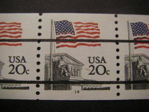 Scott 1895b, 20c Flag o/ Supreme Court, PNC5 #14, precancel, MNH Beauty, CV $32+