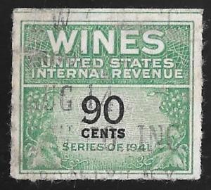 RE144 90 cents SUPER CANCEL Wine Stamps used NG as issued VF